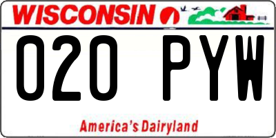 WI license plate 020PYW
