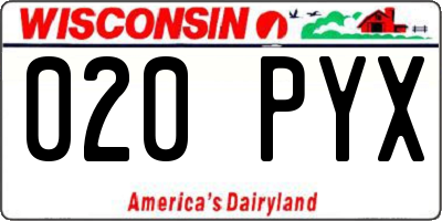 WI license plate 020PYX