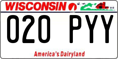WI license plate 020PYY