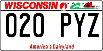 WI license plate 020PYZ