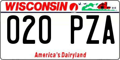 WI license plate 020PZA