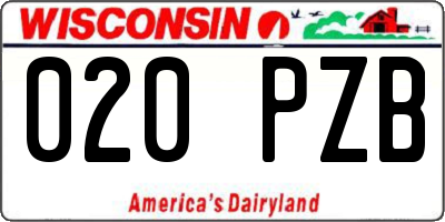 WI license plate 020PZB