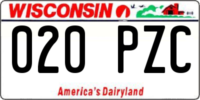 WI license plate 020PZC