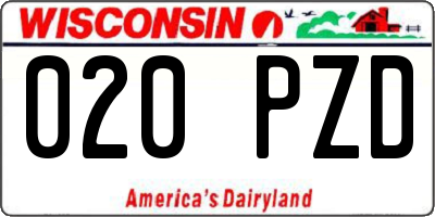 WI license plate 020PZD