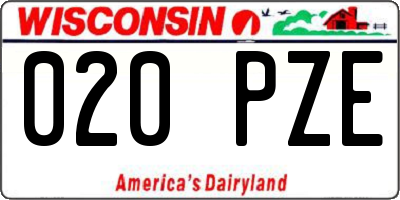 WI license plate 020PZE
