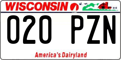 WI license plate 020PZN