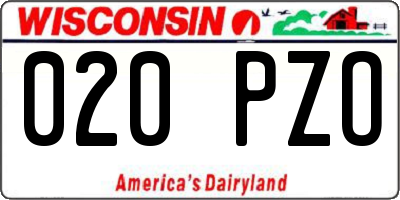 WI license plate 020PZO