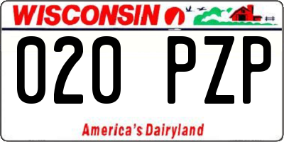 WI license plate 020PZP