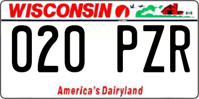WI license plate 020PZR