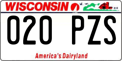 WI license plate 020PZS