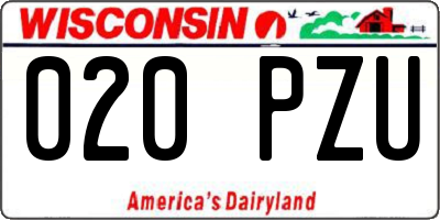 WI license plate 020PZU