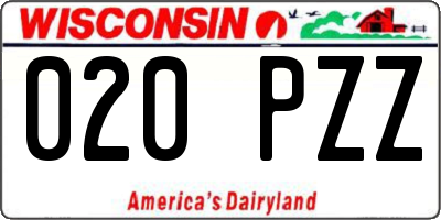 WI license plate 020PZZ