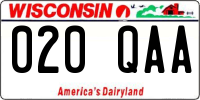 WI license plate 020QAA