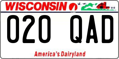 WI license plate 020QAD