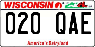 WI license plate 020QAE