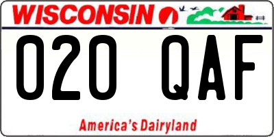 WI license plate 020QAF