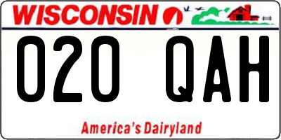 WI license plate 020QAH