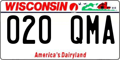 WI license plate 020QMA