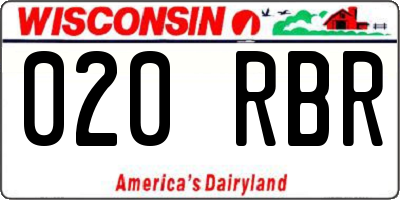 WI license plate 020RBR