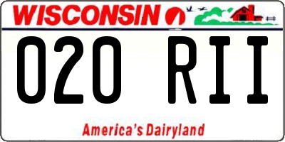 WI license plate 020RII