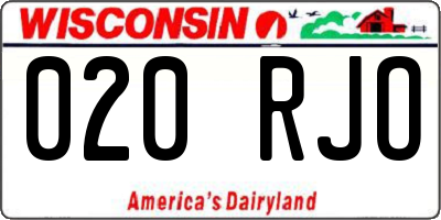 WI license plate 020RJO