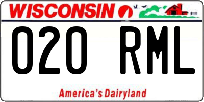WI license plate 020RML