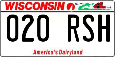 WI license plate 020RSH