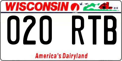 WI license plate 020RTB