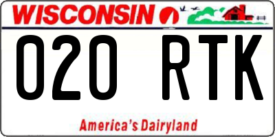 WI license plate 020RTK