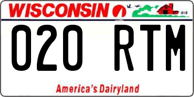 WI license plate 020RTM