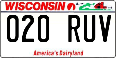 WI license plate 020RUV
