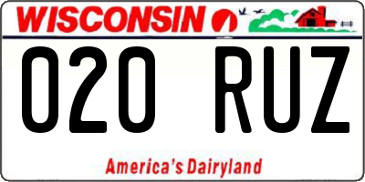 WI license plate 020RUZ