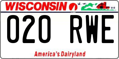 WI license plate 020RWE
