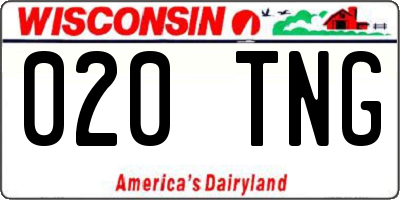 WI license plate 020TNG