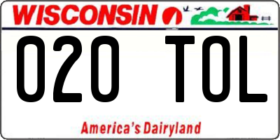 WI license plate 020TOL