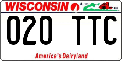 WI license plate 020TTC