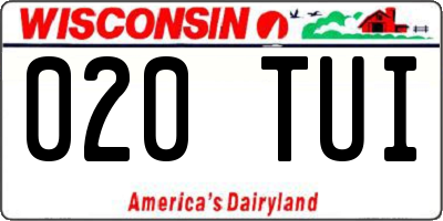WI license plate 020TUI