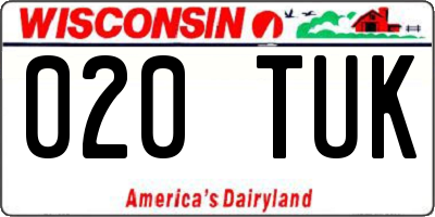 WI license plate 020TUK