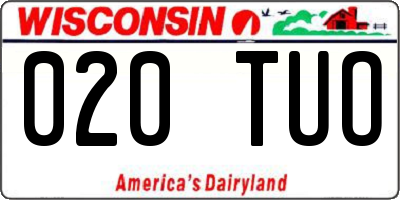 WI license plate 020TUO