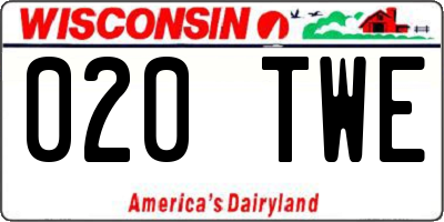 WI license plate 020TWE