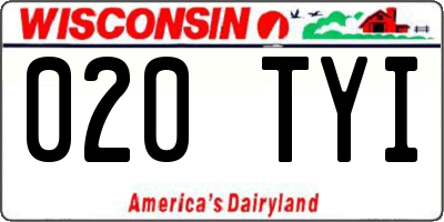 WI license plate 020TYI