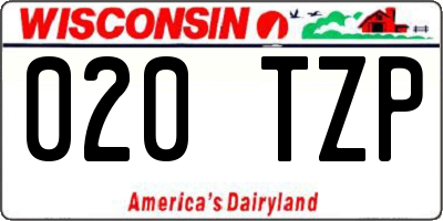 WI license plate 020TZP