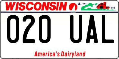 WI license plate 020UAL