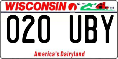 WI license plate 020UBY