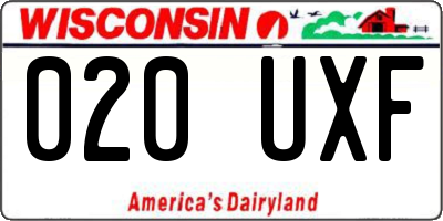 WI license plate 020UXF