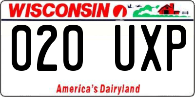 WI license plate 020UXP