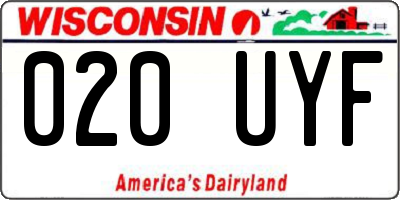 WI license plate 020UYF