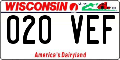 WI license plate 020VEF