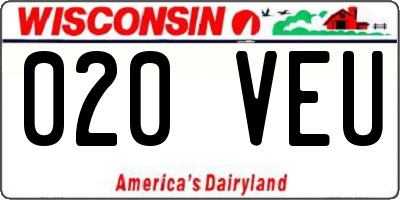 WI license plate 020VEU