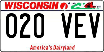 WI license plate 020VEV